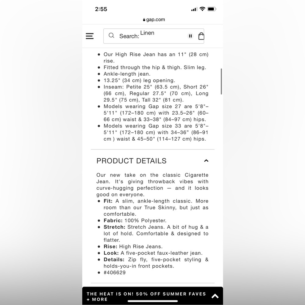 GAP - Faux Leather - Vintage Slim High Rise Pants - 30tall. Excellent condition - Picture 8 of 8